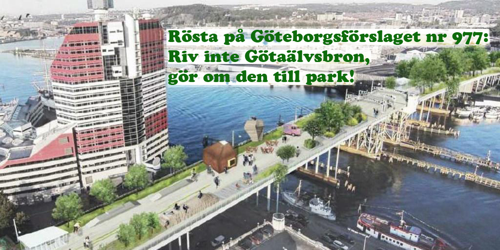 Gå med i vår Facebookgrupp:  Omvandla Götaälvbron till en grön stadspark.